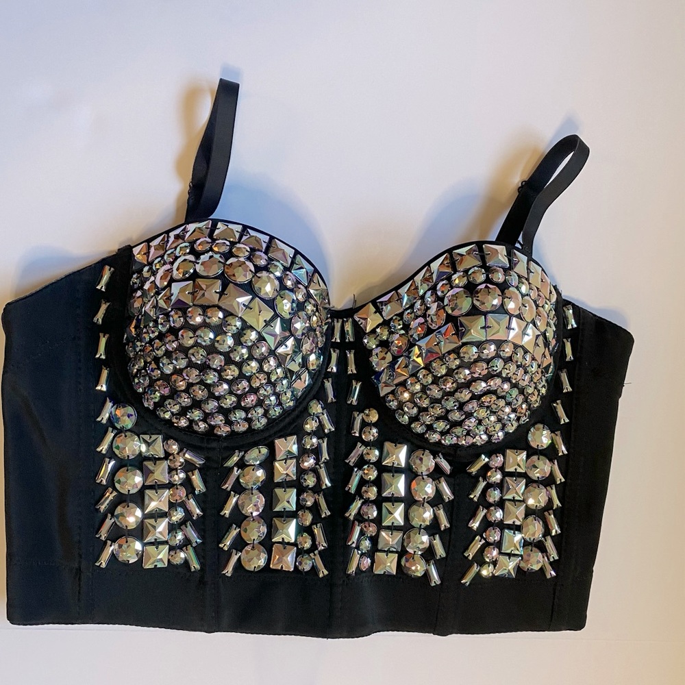 Lydia USA Rhinestone Jeweled Corset Large/Black